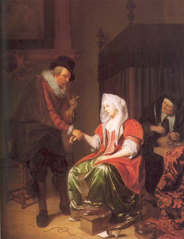 Musscher, Michiel van Doctor Taking a Young Woman's Pulse